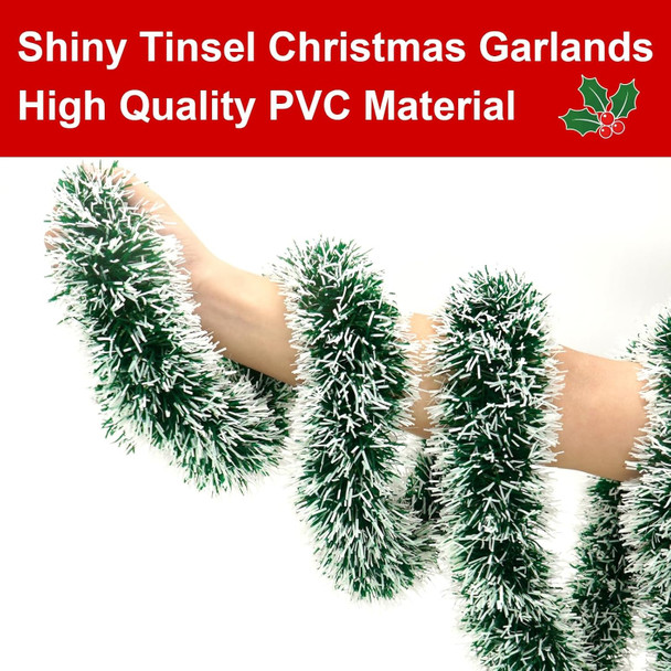 50FT Christmas Decorations Tinsel Garland Green Tinsel Garland Christmas Tinsel Garlands Tinsel Twist Garland for Indoor for Xmas Tree Holiday Disco Party Christmas Decor