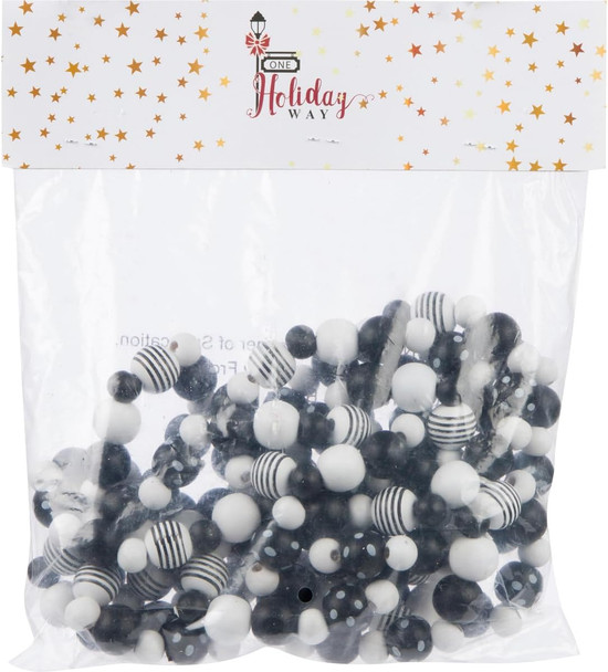 One Holiday Way 9-Foot Long Rustic Matte Black & White Wood Bead Garland w/Dots & Stripes Christmas Tree Decoration - Decorative Vintage Style Wooden Everyday Chic Country Farmhouse Xmas Home Decor One Holiday Way 9-Foot Long Rustic Matte Black & White Wood Bead Garland w/Dots & Stripes Christmas Tree Decoration - Decorative Vintage Style Wooden Everyday Chic Country Farmhouse Xmas Home Decor