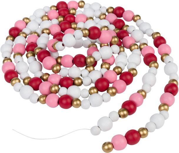 One Holiday Way 9-Foot Rustic Red, Pink, White and Gold Wood Bead Garland Christmas Tree Decoration - Decorative Vintage Wooden Beads for Everyday Chic Winter Valentines Farmhouse Xmas Home Decor One Holiday Way 9-Foot Rustic Red, Pink, White and Gold Wood Bead Garland Christmas Tree Decoration - Decorative Vintage Wooden Beads for Everyday Chic Winter Valentines Farmhouse Xmas Home Decor