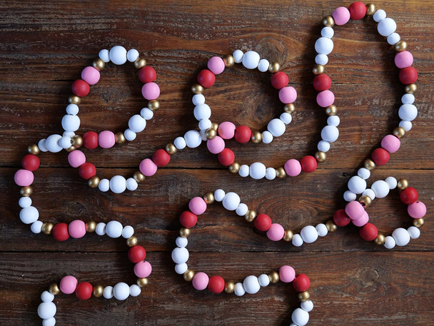 One Holiday Way 9-Foot Rustic Red, Pink, White and Gold Wood Bead Garland Christmas Tree Decoration - Decorative Vintage Wooden Beads for Everyday Chic Winter Valentines Farmhouse Xmas Home Decor One Holiday Way 9-Foot Rustic Red, Pink, White and Gold Wood Bead Garland Christmas Tree Decoration - Decorative Vintage Wooden Beads for Everyday Chic Winter Valentines Farmhouse Xmas Home Decor