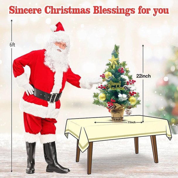 Mini Christmas Tree, Tabletop Small Artificial Christmas Tree with 15 Ornaments, Table top Xmas Snow Flocked Arbol de Navidad Xmas Tree,Christmas Decorations for Home Apartment Office…