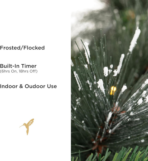 Papyrus 2 Pack of 9 ft Pre-Lit Frosted Carolina Pine Garland, Artificial, Pine Cones, Warm White Light, Battery Powered, Indoor/Outdoor