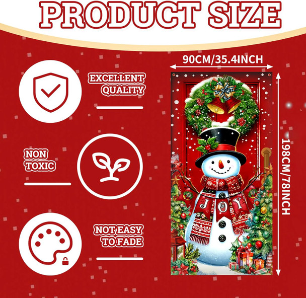 71 x 35 Inch Christmas Snowman Door Cover Banner - Festive Holiday Decorations, Large Front Door Porch Yard Sign Seasonal Backdrop for Wall Indoor Outdoor Xmas Photo Booth Props Winter Party Supplies