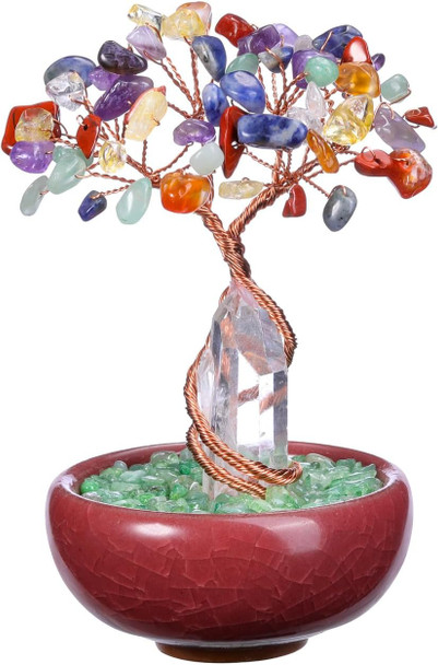 PESOENTH Chakra Tree of Life Feng Shui Decor Crystals and Healing Stones Money Tree Room Decor 7 Chakra Healing Crystals Ornaments for Home Room Office Desk Spiritual s Christmas