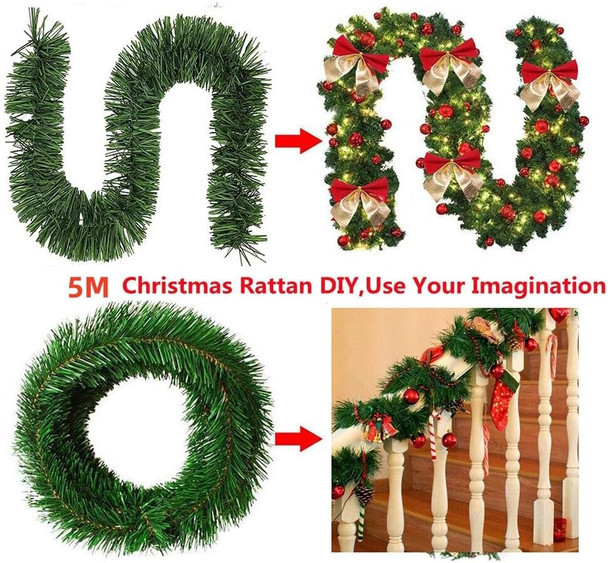 Christmas Garland Decoration, 16.4 Foot Artificial Pine Garland Holiday Decor for Outdoor Indoor Green Greenery Fireplaces Holiday Party Decorations