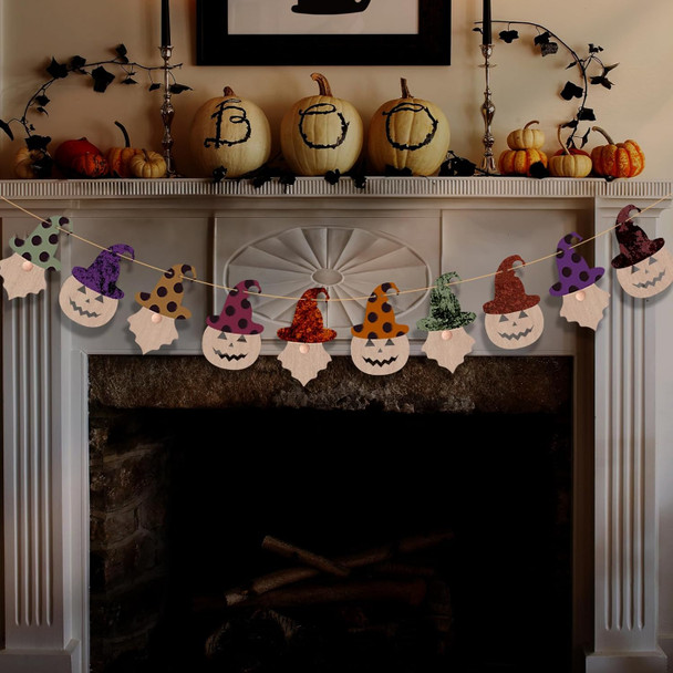 5.7 FT Halloween Garland Decorations Indoor, Spooky Jack O Vintage Gnomes Pumpkin with Witch Hat, Handmade Wooden Banner Garlands Gothic Outdoor Decor for Mantle Shelf Wall Window Home Office School 5.7 FT Halloween Garland Decorations Indoor, Spooky Jack O Vintage Gnomes Pumpkin with Witch Hat, Handmade Wooden Banner Garlands Gothic Outdoor Decor for Mantle Shelf Wall Window Home Office School