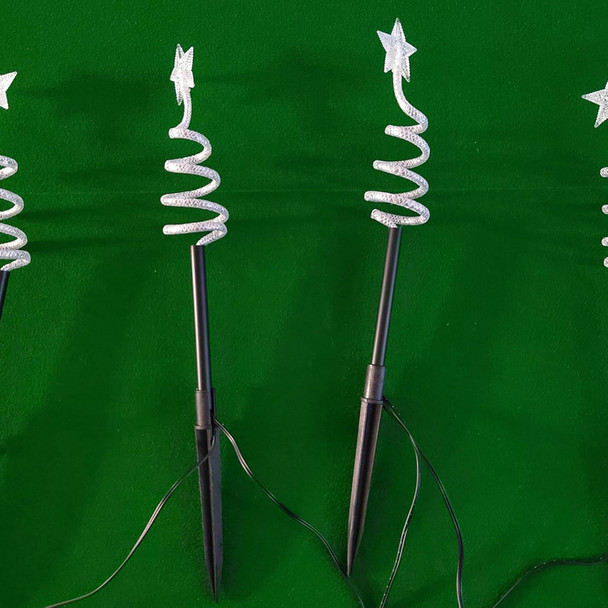 Outdoor Cone Christmas Tree Lights 14in Star Topped Artificial Lighting Christmas Trees Outside Decor for Xmas Holiday White