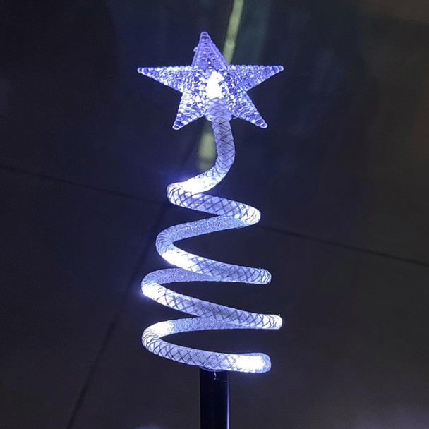 Outdoor Cone Christmas Tree Lights 14in Star Topped Artificial Lighting Christmas Trees Outside Decor for Xmas Holiday White