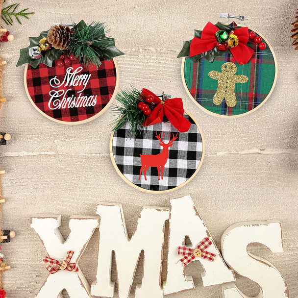 Pllieay 6 Pack of Christmas Ornament DIY Craft Kit Includes Christmas Plaid Fabric, Bamboo Hoop, Mini Pinecones, Artificial Pine Needle and Artificial Small Berrie for Christmas Decorations Pllieay 6 Pack of Christmas Ornament DIY Craft Kit Includes Christmas Plaid Fabric, Bamboo Hoop, Mini Pinecones, Artificial Pine Needle and Artificial Small Berrie for Christmas Decorations