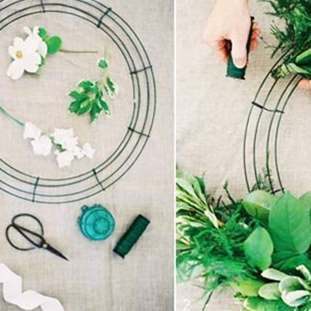 3 Pack Dark Green Christmas Wire Wreath Frame 14 Inch Round DIY Craft Decoration Wire Wreath for Christmas Wedding Holidays Valentines Garden Home Party Decorations