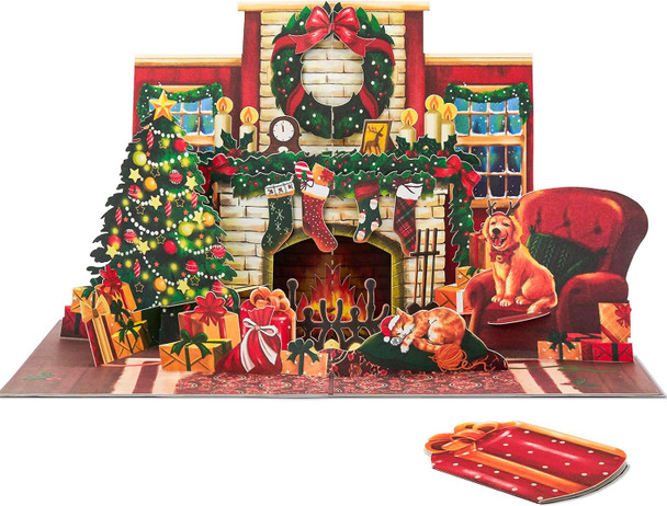 Christmas Fireplace Pop Up Card, Cat and Dog, Christmas Tree, Wreath, Garland, s, Stockings, Cozy 3D Greeting Card, Ideal for Cat and Dog Person, Family, Friends, 5x7 Christmas Fireplace Pop Up Card, Cat and Dog, Christmas Tree, Wreath, Garland, s, Stockings, Cozy 3D Greeting Card, Ideal for Cat and Dog Person, Family, Friends, 5x7