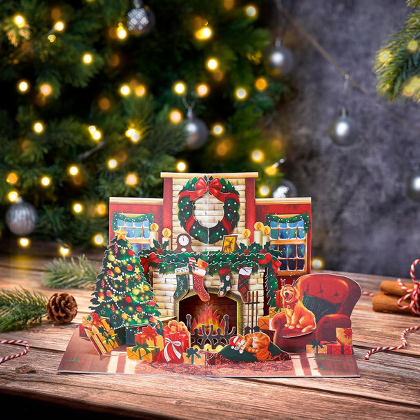 Christmas Fireplace Pop Up Card, Cat and Dog, Christmas Tree, Wreath, Garland, s, Stockings, Cozy 3D Greeting Card, Ideal for Cat and Dog Person, Family, Friends, 5x7 Christmas Fireplace Pop Up Card, Cat and Dog, Christmas Tree, Wreath, Garland, s, Stockings, Cozy 3D Greeting Card, Ideal for Cat and Dog Person, Family, Friends, 5x7