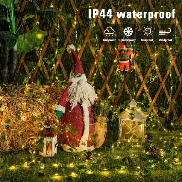 Ivy Vines with Fairy Lights Battery Operated - 100 LED Vine Lights for Bedroom with Remote, 33ft Leaf Lights for Wall Bathroom Christmas Garland Wedding Party Room Decor (Warm White)