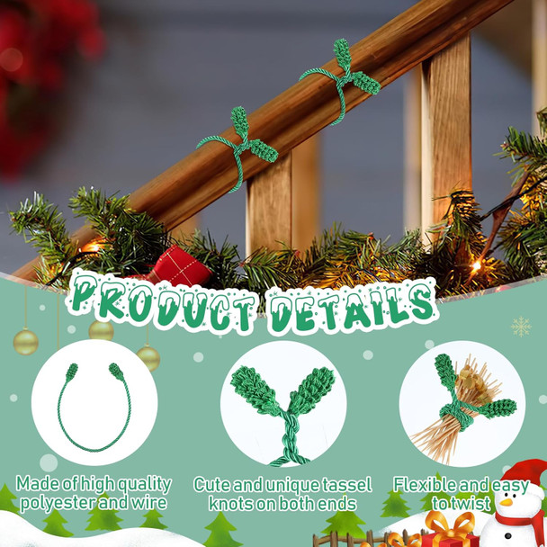 Prasacco 12 Pcs Christmas Garland Ties, 15.7 Inch Christmas Decorative Twist Ties for Banister Flexible Twist Ties for Garland Reusable Garland Ties for Xmas Holiday Christmas Craft Wrapping (Brown)