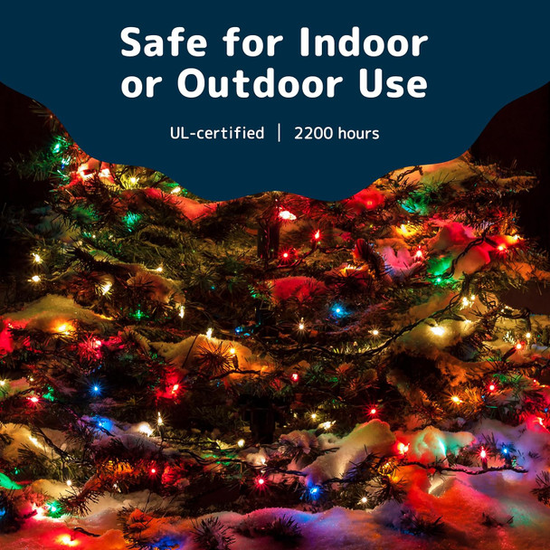 PREXTEX Christmas Lights with Green Wire - 100 Count, 20 Ft Multicolored Xmas Lights for Christmas Decorations Indoor and Outdoor - Warm Twinkle String Lights, Ideal for Patios, Fences, Holidays