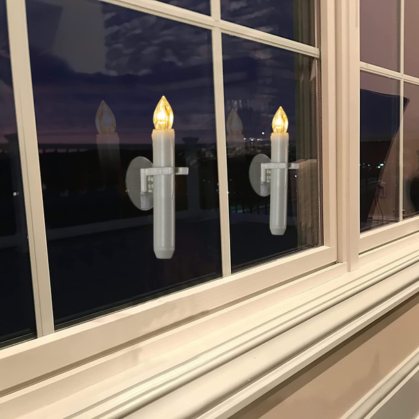 Raycare 12 Pcs Christmas Window Candles with 6 Hour Timer with Suction Cups, Double Brightness Flameless Taper Candle Battery Operated, LED Candle Sticks for Window Christmas Holiday Decoration