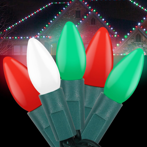 C3 Christmas String Lights - 100 LED 39Ft Outdoor Smooth Bulb Light with Timing Function, Extendable, 8 Modes Fairy Lighting for Garden Holiday House Xmas Garland Christmas Tree Decorations