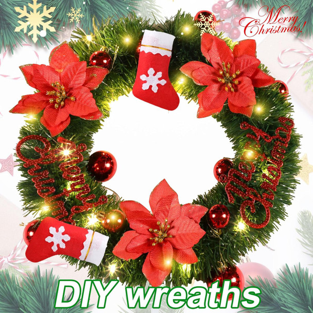 300ft Christmas Artificial Garland Set with LED Lights Ball Ornaments Christmas Garland Greenery Holiday Decor Accessories for Indoor Outdoor Home Wedding Party Decoration (Cute,78 Pcs)