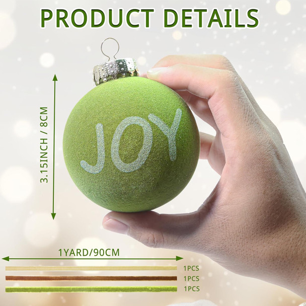 15Pcs Velvet Christmas Balls Flocked Christmas Tree Ball Ornaments 3.15 Inch Shatterproof Christmas Ornaments Ball for Christmas Tree Xmas Door Wreath Decoration