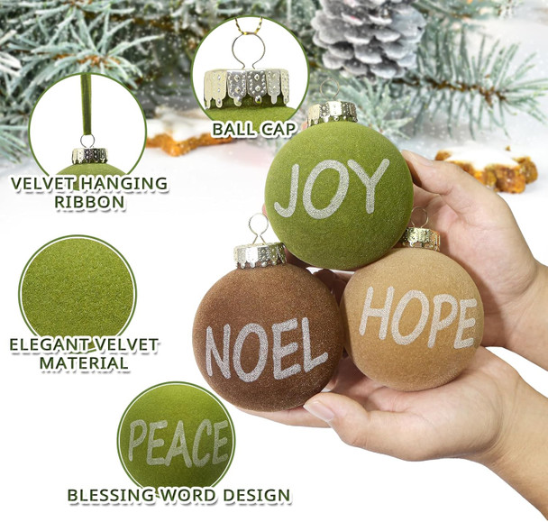 15Pcs Velvet Christmas Balls Flocked Christmas Tree Ball Ornaments 3.15 Inch Shatterproof Christmas Ornaments Ball for Christmas Tree Xmas Door Wreath Decoration