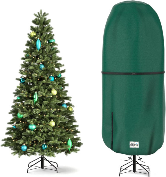 Upright Christmas Tree Storage Cover, Tear Resistant Adjustable 7.5 Foot Christmas Tree Storage Bag for Artificial Tree Standing with Ornaments,Christmas Tree Cover Waterproof, Dustproof