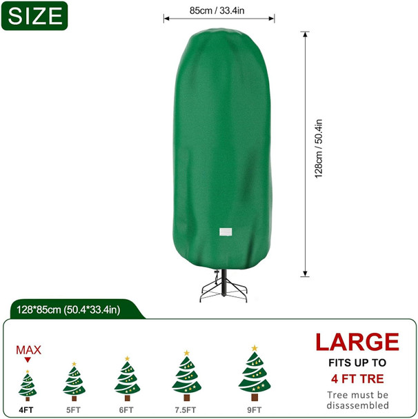 Upright Christmas Tree Storage Cover,Tear Resistant Adjustable 4FT Christmas Tree Storage Bag for Artificial Tree Standing with Ornaments,Fabrics Xmas Tree Cover, Dustproof (Green)