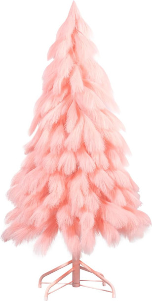 Romantic season Handcrafted 4FT Pink Christmas Tree, Premium Fiber Holiday Xmas Tree Branch Tips & Metal Foldable Stand for Home, Office, Party Decoration