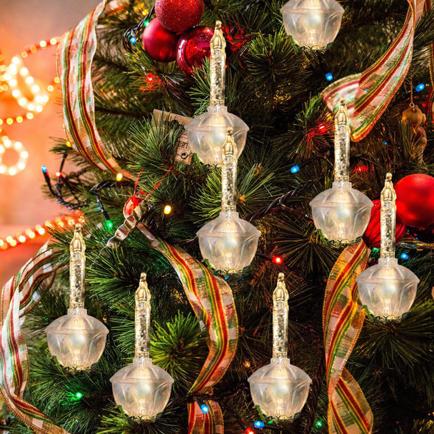 Silver Bubble Lights Set, 11Ft Vintage Christmas Bubble String Lights, 8 Clear Bulbs with Silver Glitter Traditional Bubble Lights for Christmas Tree Party Indoor Outdoor Decor, Green Wire