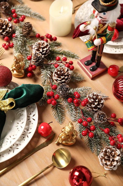6FT Artificial Christmas Garland with Holly Berries Pinecones Pine Needle Winter Greenery Garland for Holiday Mantel Stairs Fireplace Table Runner Centerpiece Decoration
