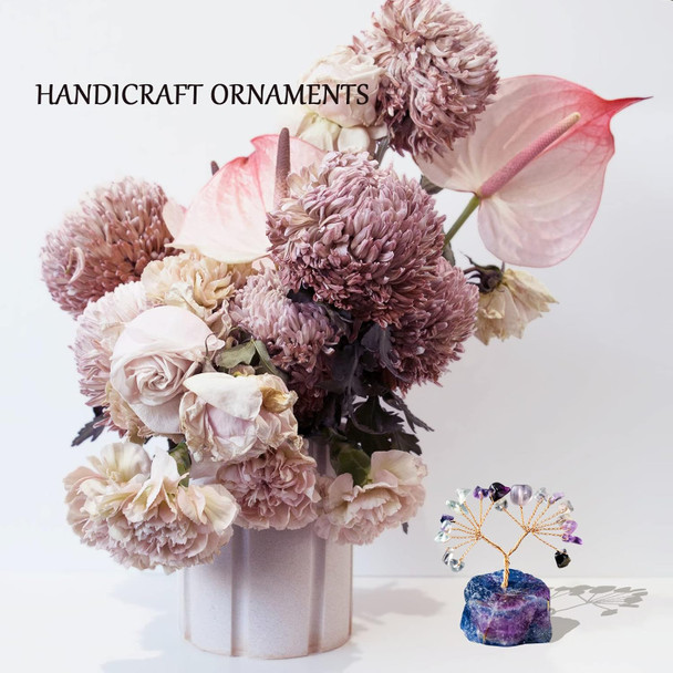 Runyangshi Natural Colorful Fluorite Crystal Tree Healing Crystals Gemstones Reiki Energy Tree Natural Tumbled Stones Fortune Money Tree Figurines Home Decor Crafts