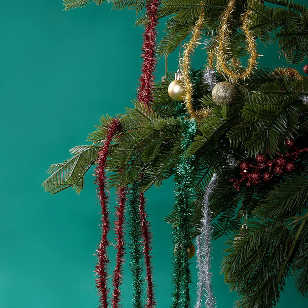 Sfcddtlg 21.8Yard Glitter Christmas Tinsel Garland-4 Color Thin Christmas Tinsel Ribbon Garland for Christmas Tree Birthday Party Wedding Decorations Supplies(Four Color)