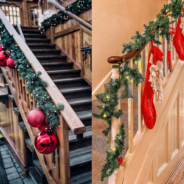 Sggvecsy 48 Pcs Christmas Garland Ties Artificial Pine Needles Faux Pine Greenery Stems 14’’ Twist Wired Tree Branches for Christmas Holiday Decoration Craft Wrapping