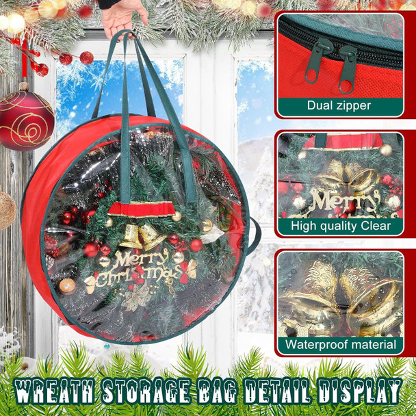Shappy 12 Pcs Christmas Wreath Storage Bag Clear Wreath Box Wreath Storage Containers with Clear Window and Handle Christmas Garland Storage Containers for Xmas Holiday Seasonal Storage (30 Inch)