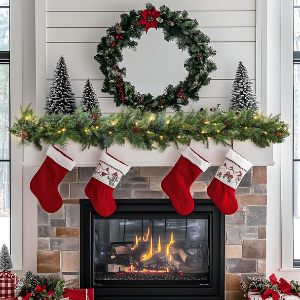 SHareconn 9FT Prelit Christmas Garland, Natural Rustic Cedar Pine with Pine Cones Decor and Multi-Color Battery-Operated LED Lights, for Mantle Stairs Fireplace Indoor/Outdoor Xmas Decoration SHareconn 9FT Prelit Christmas Garland, Natural Rustic Cedar Pine with Pine Cones Decor and Multi-Color Battery-Operated LED Lights, for Mantle Stairs Fireplace Indoor/Outdoor Xmas Decoration