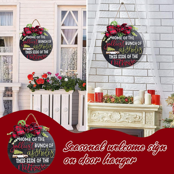 Christmas 3D Door Hanger Sign-National Lampoons Christmas Welcome Sign for Front Door-Rustic Farmhouse Christmas Hanging Sign for Home Decor House Christmas Vacation Decor (C style)