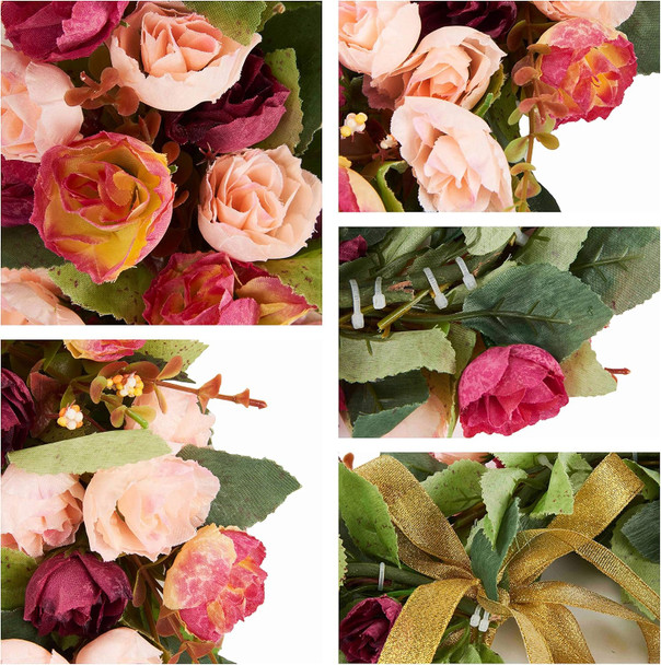 Heart-Shaped Garland Wreath Vintage Art Simulation Rose Flowers Wreath for Home Decoration Wedding Wine Red (14inch, Heart) Heart-Shaped Garland Wreath Vintage Art Simulation Rose Flowers Wreath for Home Decoration Wedding Wine Red (14inch, Heart)