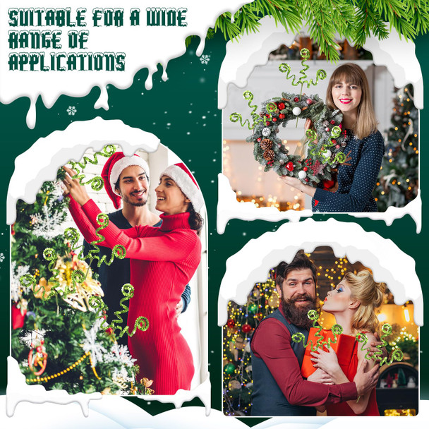 Sliner 20 Pcs Christmas Sequins Curly Pick Ornament 12 Inch Christmas Tree Decoration Candy Shape Christmas Tree Topper Ornament Sprays Spiral Stem for Party Wedding Home Decor DIY Crafts(Green)