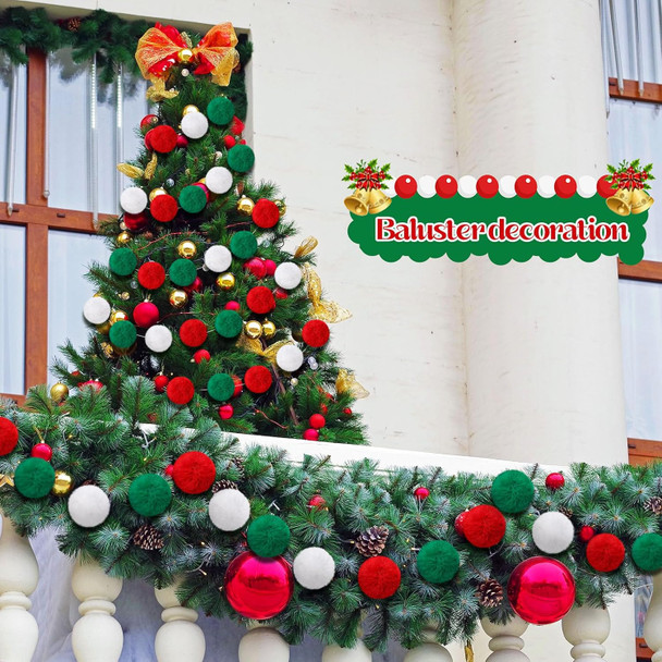 2 Pack Christmas Pom Poms Garland Colorful Soft Faux Rabbit Fur Pompoms Ball Garland 6.6 Feet Long Garland for Christmas Holiday Party Wedding Birthday Decor(Christmas,3.15 Inch)