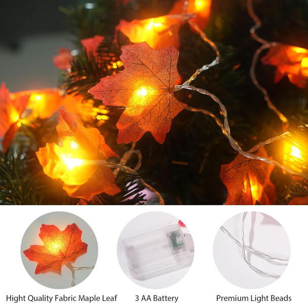 2 Pack Maple Leaf Lights, Thanksgiving Decorations for Home, Leaves Garland with Lights, Total 30Ft 60LED Fall Leaf Decor String Lights, Thanksgiving Christmas Halloween Decorations Indoor Outdoor
