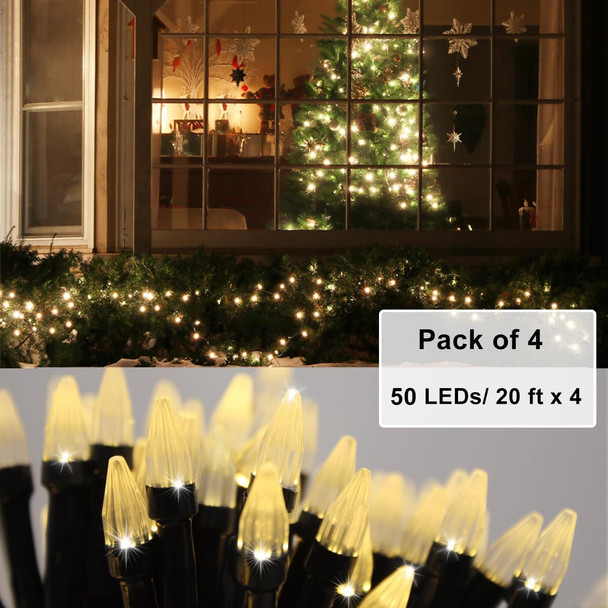 Solhice 4 Pack 20ft Christmas Lights Battery Operated String Lights with Remote Control, 50 LEDs Clear Mini Lights Warm White Xmas Tree Lights for Bedroom Indoor Outdoor Decor