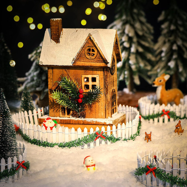 Spiareal 4 Pcs Christmas Village Accessories 35 Inch Christmas Village Fence Wooden Miniature Fence White Picket Fence for Dollhouse Village Landscape(White)