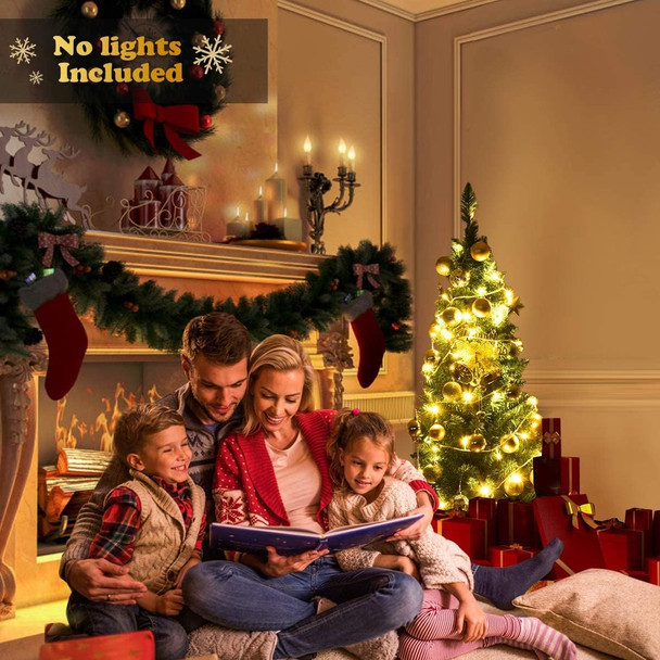 SPSUPE 5FT Artificial Pencil Christmas Tree, Slim Skinny Tree with 220 Branch Tips, Sturdy Metal Stand, Unlit Xmas Tree for Home Office Party Holiday Decoration (5FT)