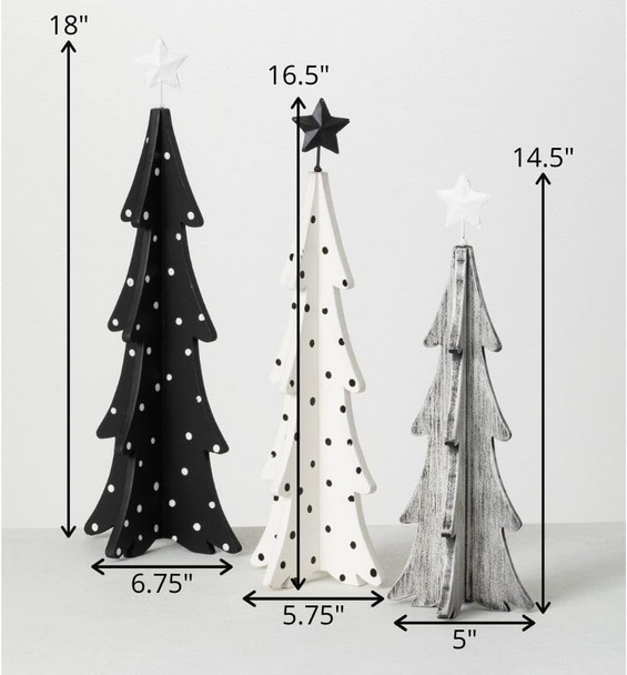 Sullivans Christmas Wooden Tree Set of 3, Christmas Decor, Farmhouse Christmas Decor, Christmas Room Decor, Farmhouse Christmas Decor, Mantle Decor, Multicolored, 18, 16.5, and 14.5 inches Tall