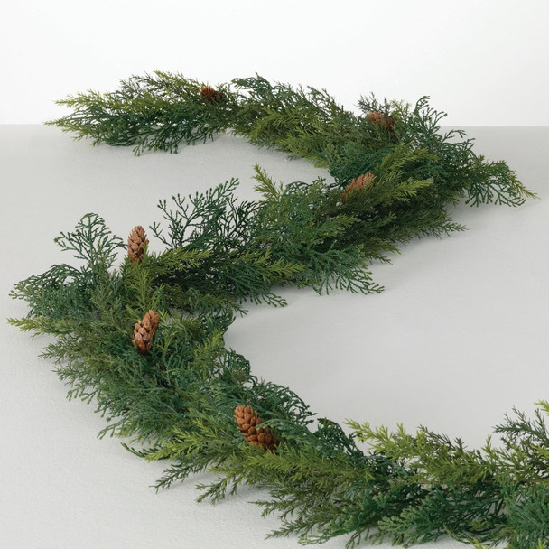 Sullivans 9 Ft Artificial Arborvitae Garland, Christmas Garlands, Garland, Christmas Décor, Winter Garland, Mantel Décor, Realistic Life-Like Aritficial Garland