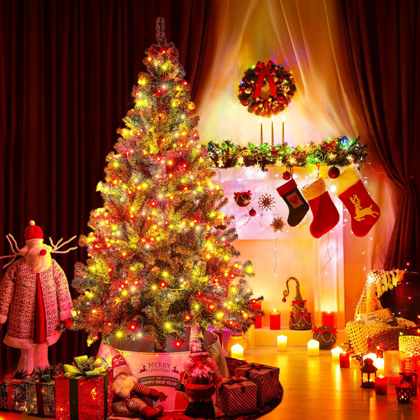 Sunnyglade 4Ft Premium Artificial Christmas Tree with 240 LED Multicolored String Lights (NOT Pre-Strung) & Rugged Metal Stand,8 Lighting Modes,400 Tips Full Tree,Xmas Decoration(4Ft,Multicolor)