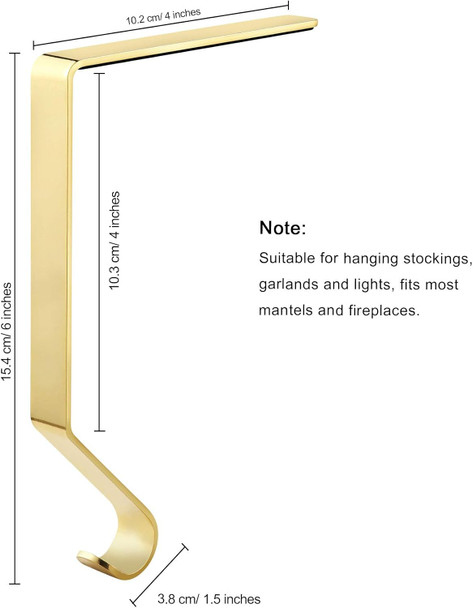 Sunshane Christmas Stocking Holders Metal Mantel Stocking Hanger Hooks Fireplace Hang Grips for Christmas Party Decorations (Gold, 5)