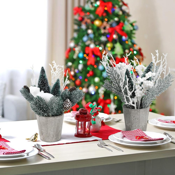SUPREME XMAS 2 PCS Mini Christmas Tree, Christmas Table Centerpieces Decorations Artificial Small Christmas Tree with Ornaments for Indoor Home Thanksgiving Xmas Holiday Party Tabletop Decor