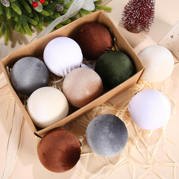 SUPREME XMAS 6 Pcs Christmas Tree Ornaments Set, 80mm/3.15in Large Velvet Christmas Ornaments for Christmas Tree Decorations Shatterproof Hanging Flocked Ball Ornaments Holiday Party Indoor Home Decor