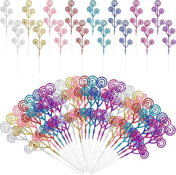 Suzile 96 Pcs Christmas Tree Decoration Candy Shape Curly Picks 12'' Artificial Glitter Stem Ornaments Glittery for DIY Crafts Xmas Tree Branches Vase Fillers (Multicolor) Suzile 96 Pcs Christmas Tree Decoration Candy Shape Curly Picks 12'' Artificial Glitter Stem Ornaments Glittery for DIY Crafts Xmas Tree Branches Vase Fillers (Multicolor)