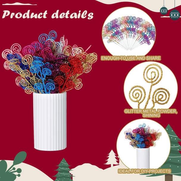 Suzile 96 Pcs Christmas Tree Decoration Candy Shape Curly Picks 12'' Artificial Glitter Stem Ornaments Glittery for DIY Crafts Xmas Tree Branches Vase Fillers (Multicolor) Suzile 96 Pcs Christmas Tree Decoration Candy Shape Curly Picks 12'' Artificial Glitter Stem Ornaments Glittery for DIY Crafts Xmas Tree Branches Vase Fillers (Multicolor)
